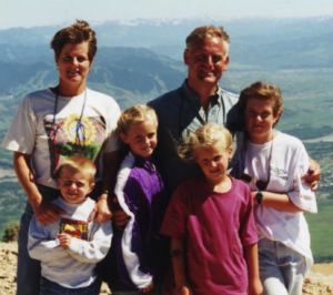 Robin and Pete Latta pose with their four children (from left to right) Billy, Sarah, Molly and Becky on a family vacation to Wyoming in the mid-1990's.