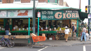 South Philly's Italian Market at 9th Street between Christian Street and Washington Avenue. The market has its has its origins as a marketplace in the later 19th and early 20th centuries. 