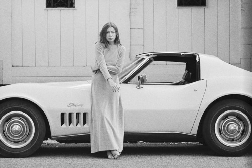 Joan Didion with her Stingray.