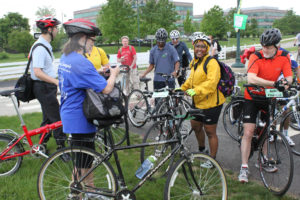 Bikers gearing up for a day's ride down the Chester Valley Trail