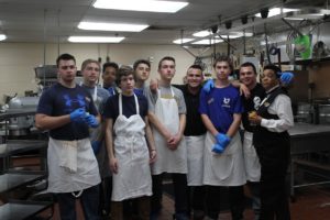This year's student kitchen staff working with staff from the Desmond Hotel.--photo via Lindsay Miller / Great Valley High School.