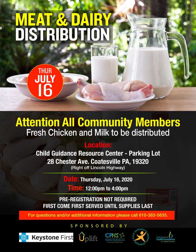 Child Guidance, BHF Sponsor Meat-and-Dairy Distribution to Be Held Thursday in Coatesville