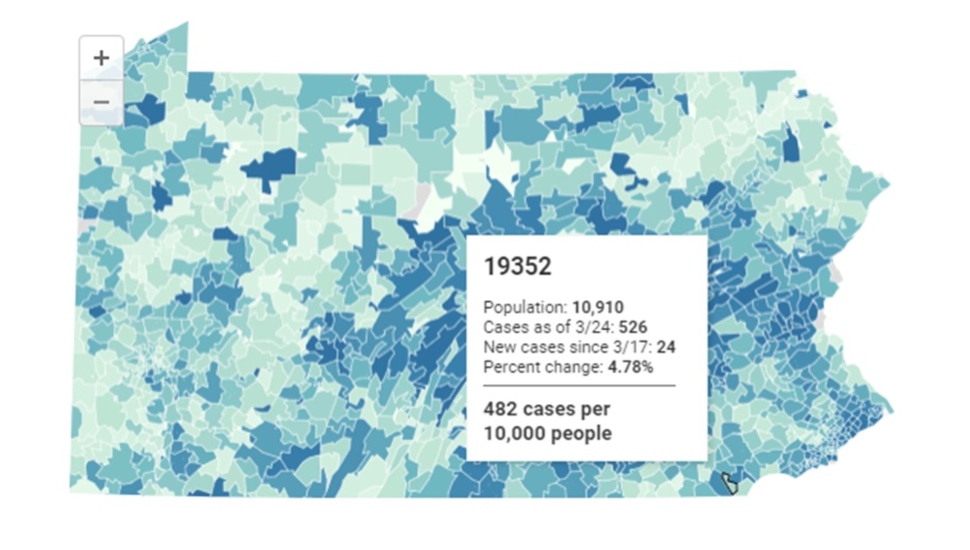 As Cases Rise, Check Out Where COVID-19 Has Spread the Most, Least in Chester County in the Last Seven Days