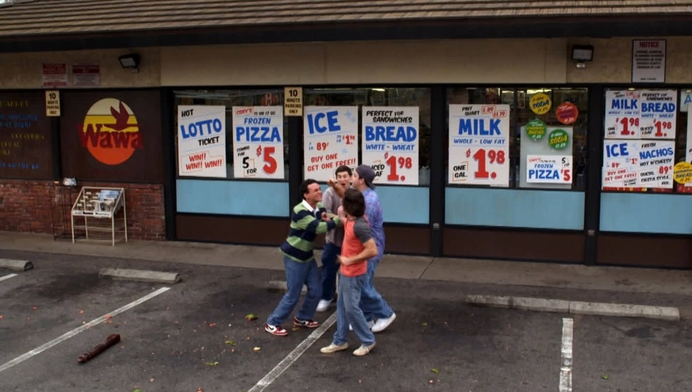 Scene from The Goldbergs outside the 1980s Jenkintown Wawa.