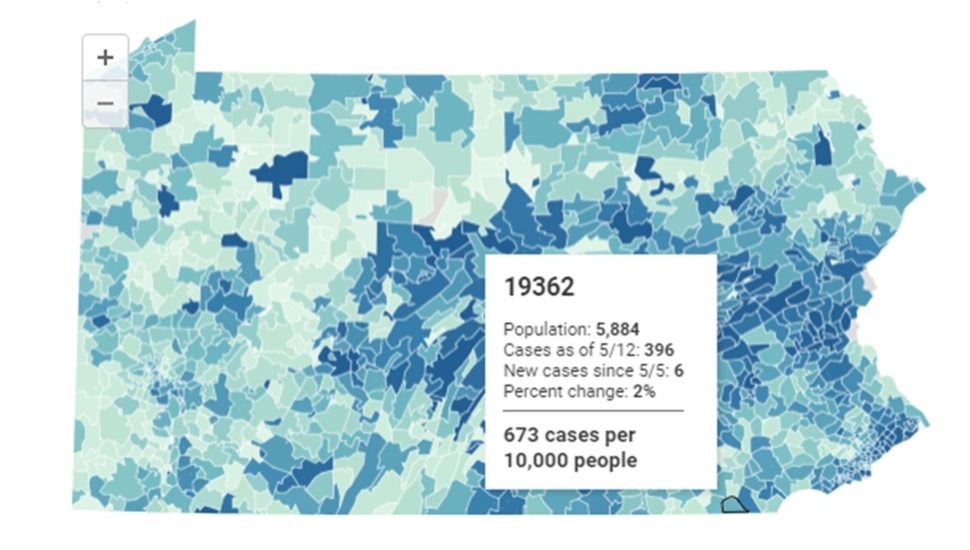 covid map chester county