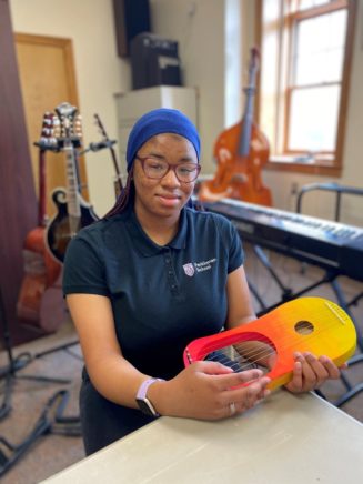 Freshman Sabreyah Thompson built her musical instrumen