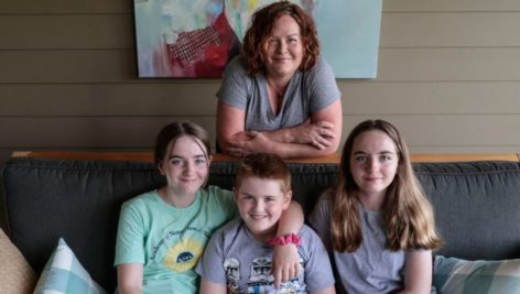 Heather McConnell here with her children (l-r) Hadleigh, 13, Finn, 9 and Maura, 13 at their Malvern Home.