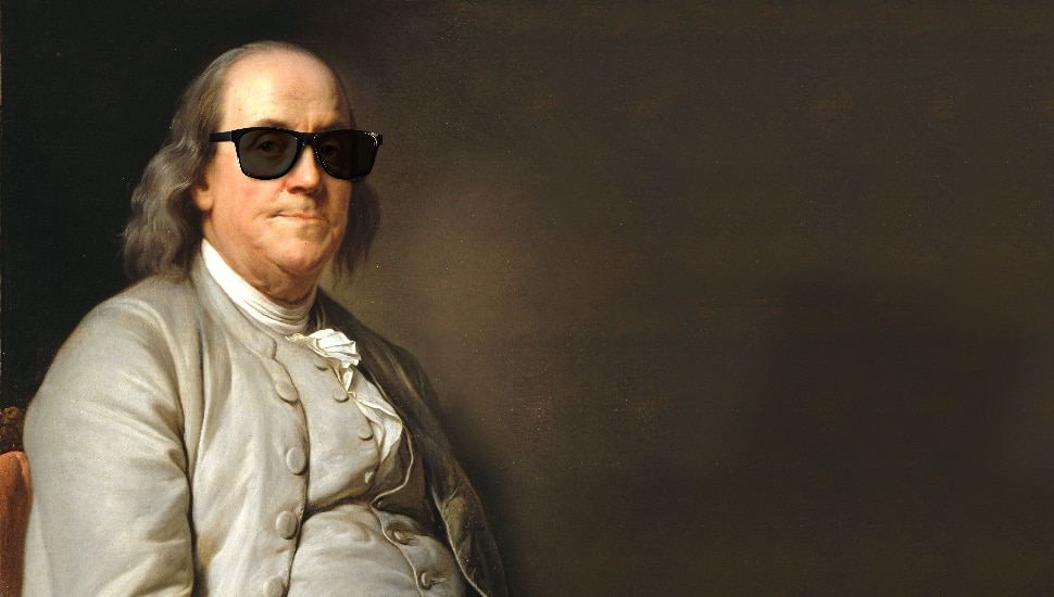 Benjamin Franklin with Sunglasses.