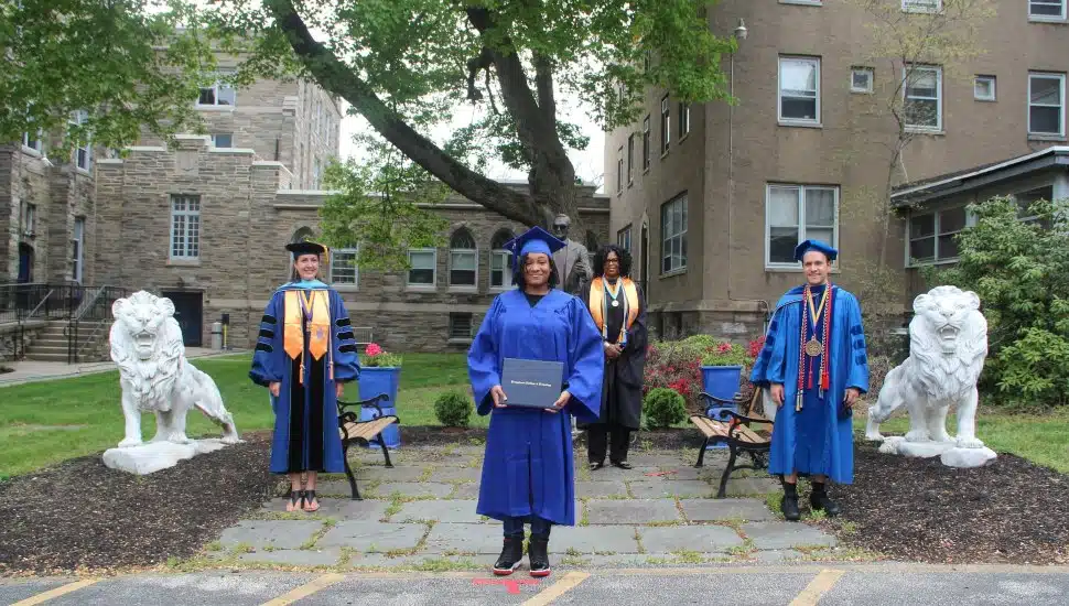 A drive through graduation ceremony in April 2021 at the Pennsylvania Institute of Technology.