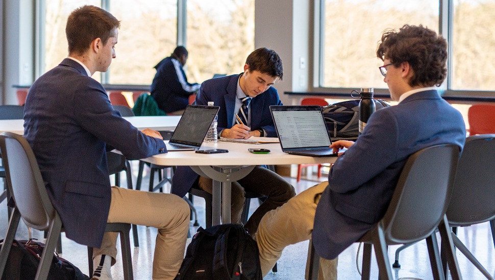Malvern Prep school students studying.
