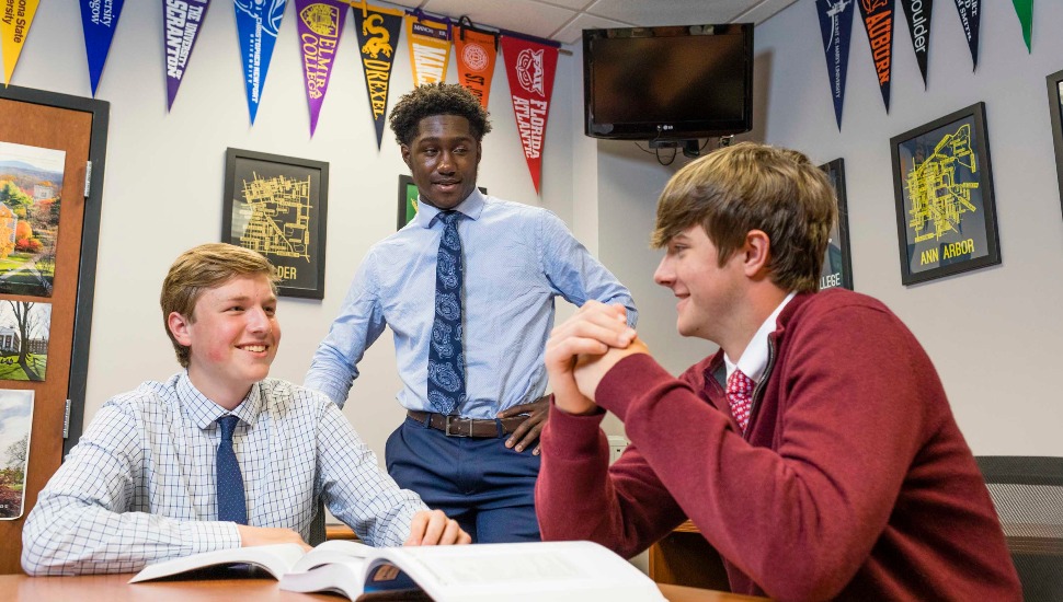 three students at La Salle College High School
