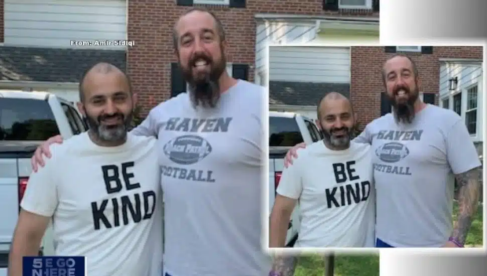 Amir Sidiqi with former teacher Kevin Haney.