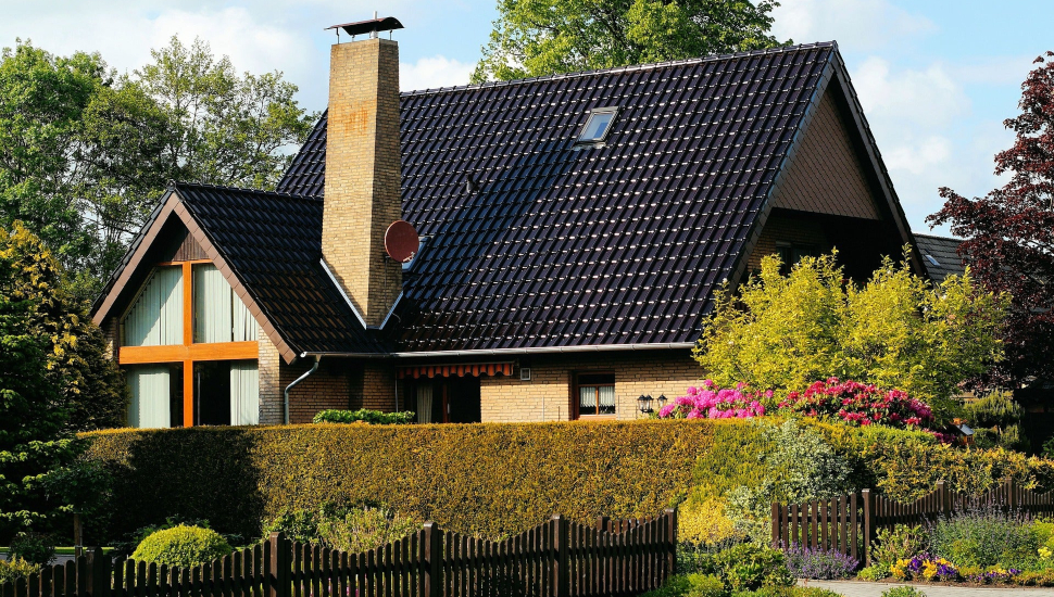 House with hedges providing privacy