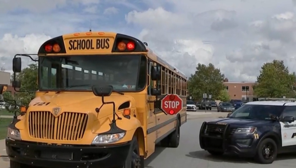 school bus and police car