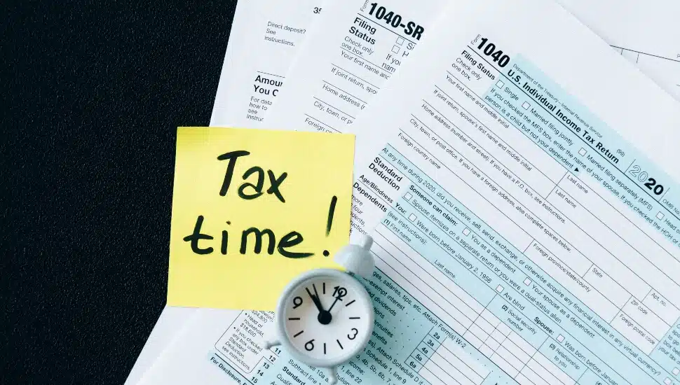 Clock with tax forms