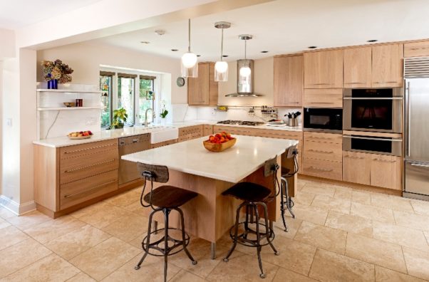 kitchen counter and stools