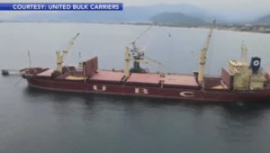 A cargo ship with United Bulk Carriers in Wayne.