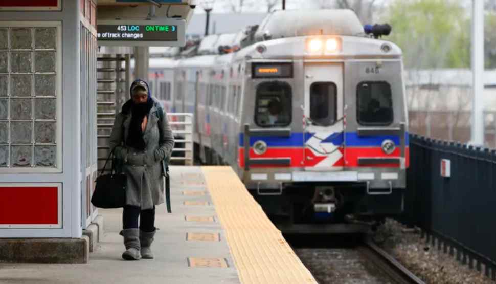 woman on train platform
