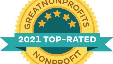 The logo for the GreatNonprofits 2021 Top-Rated Award.