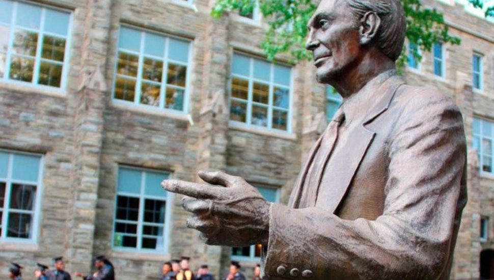 Statue of Pennsylvania Institute of Technology founder Walter Garrison on the P.I.T. campus in Media.