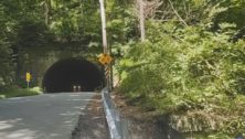stone tunnel in wooded area