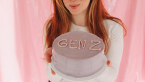 Gen Z Holding a Cake