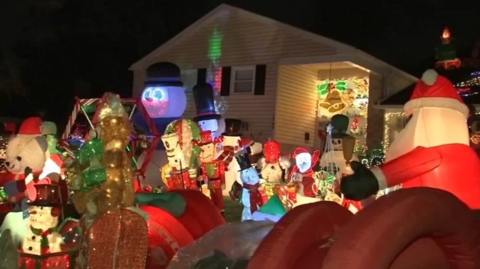 Holiday light display on Lawrence Road in Havertown.