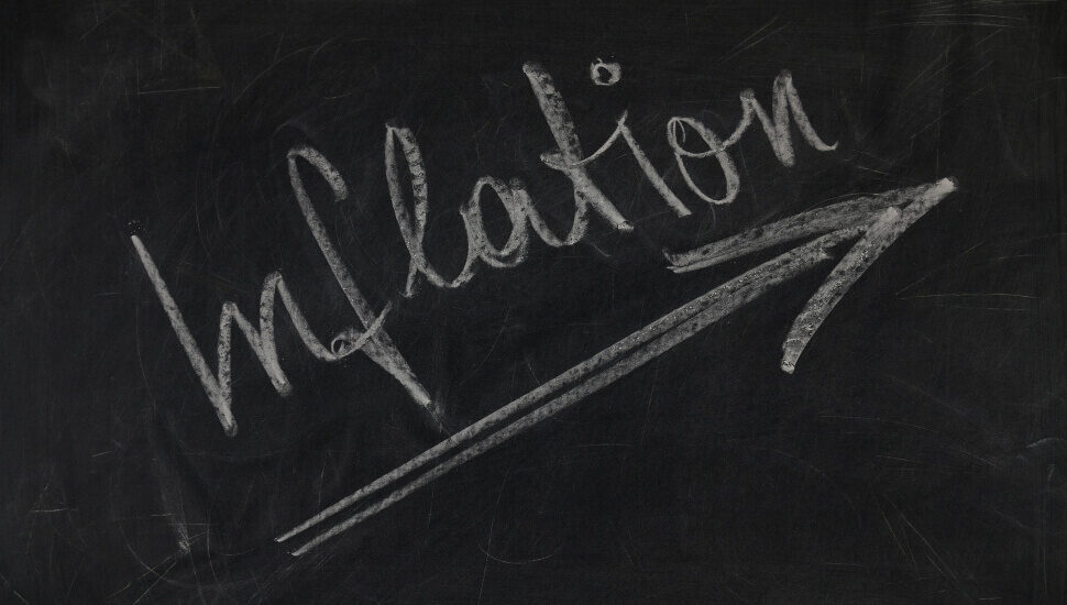 Inflation written on a chalk board