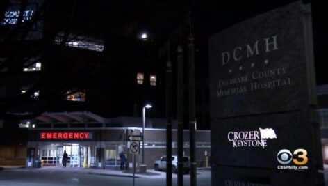 The entrance to Delaware County Memorial Hospital in Drexel Hill.