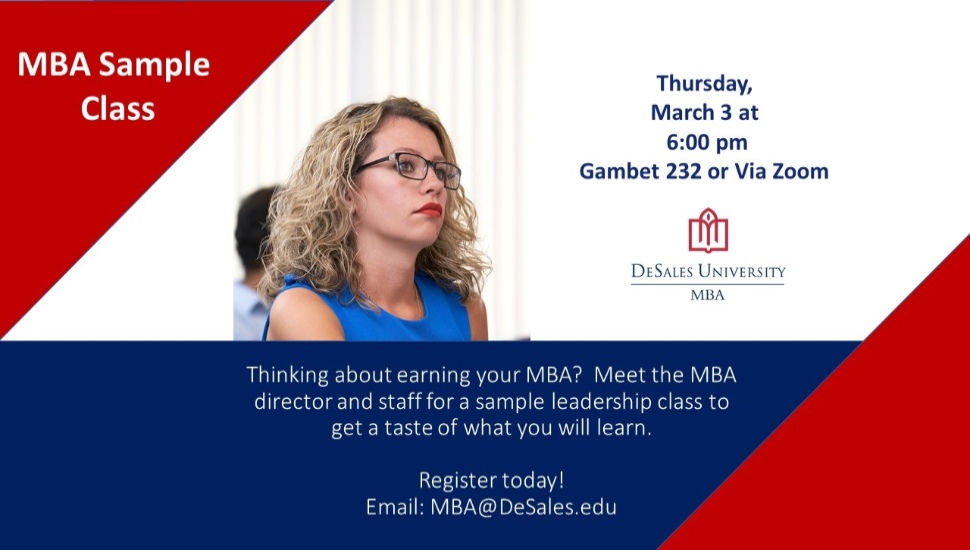 DeSales MBA Program to Hold a Sample Class on March 3