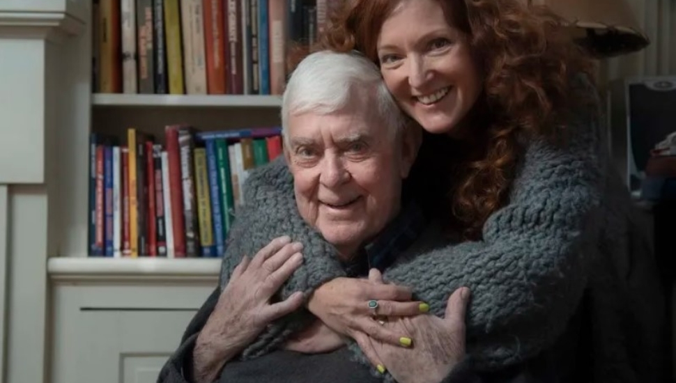 Rich Westcott with his youngest daughter, Amy Westcott, at the family's home in Springfield