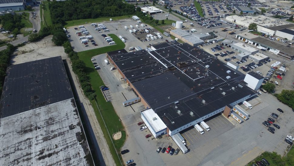 aerial view of warehouse