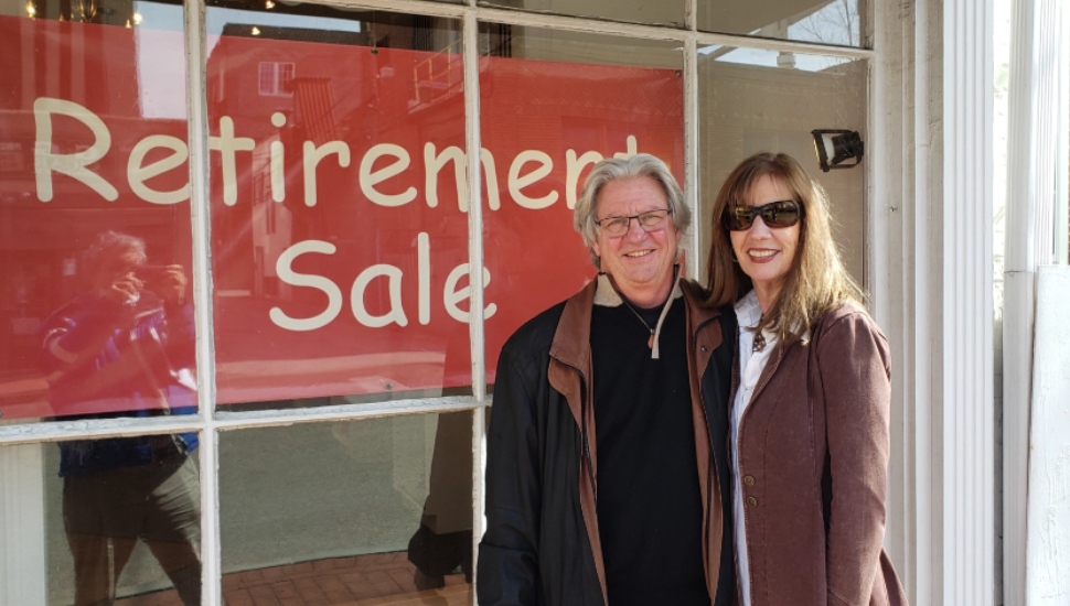 couple in front of store