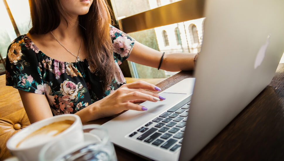 Woman working at her laptop