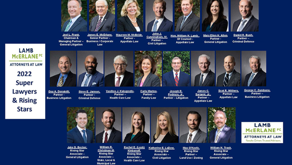 21 Lamb McErlane Attorneys Named 2022 Pennsylvania Super Lawyers, Rising Stars
