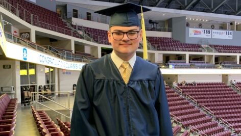 Vincent Varallo dressed for graduation.