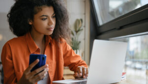 Young Woman working remotely