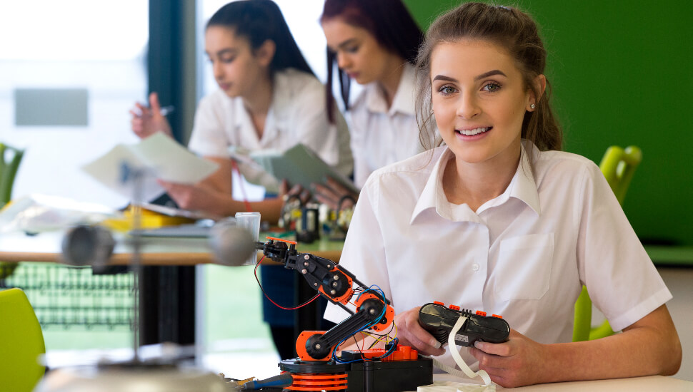 high school student working