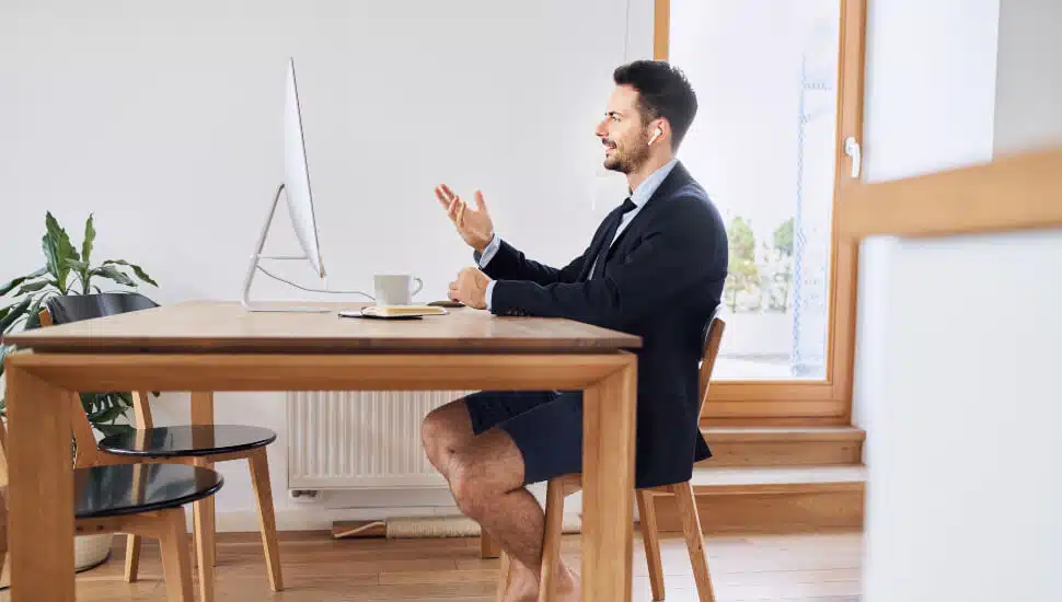 man wearing shorts at work