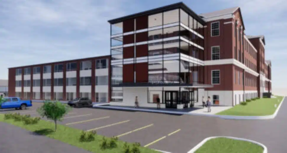 An artist rendering of an addition to the proposed campus at the former Archbishop Prendergast High School.