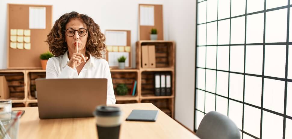 Woman quiet quitting in her office