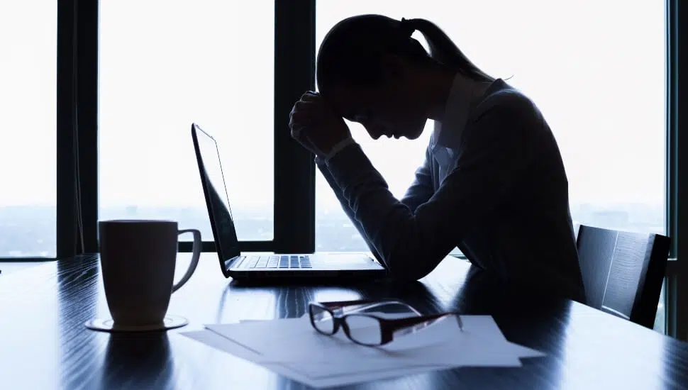 Woman unhappy at work