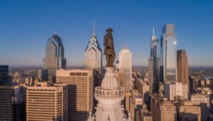 The William Penn statue on top of Philadelphia City Hall
