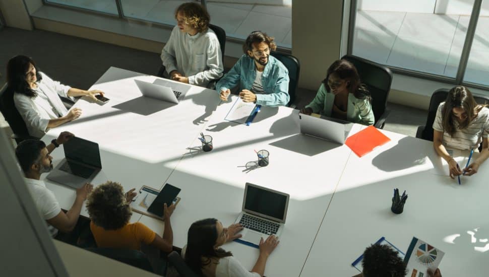 group of employees having a meeting