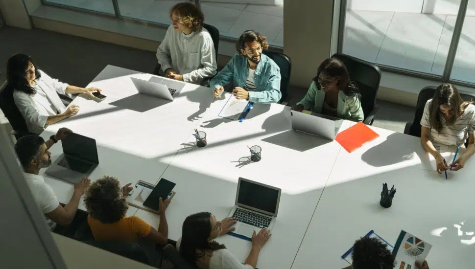 group of employees having a meeting