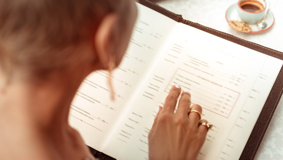 woman with menu