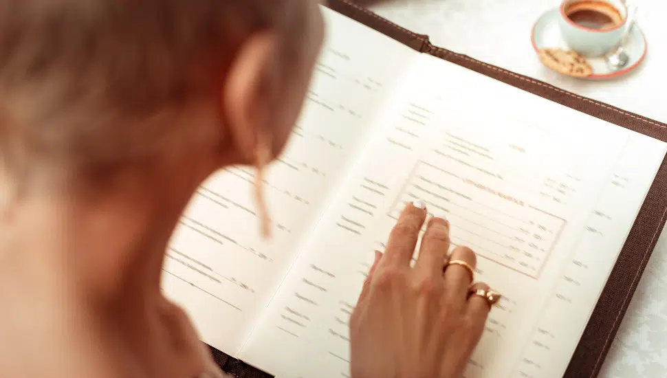 woman with menu