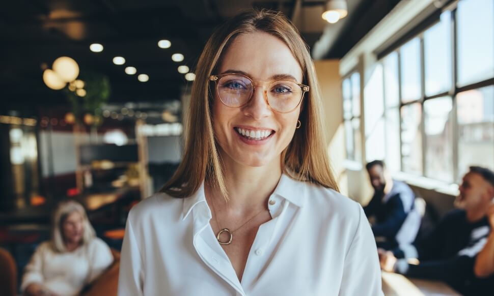 A confident woman in the office