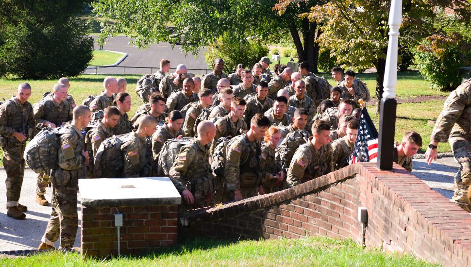 Valley Forge Military College Cadets Joining in a 9/11 run and stair climb.