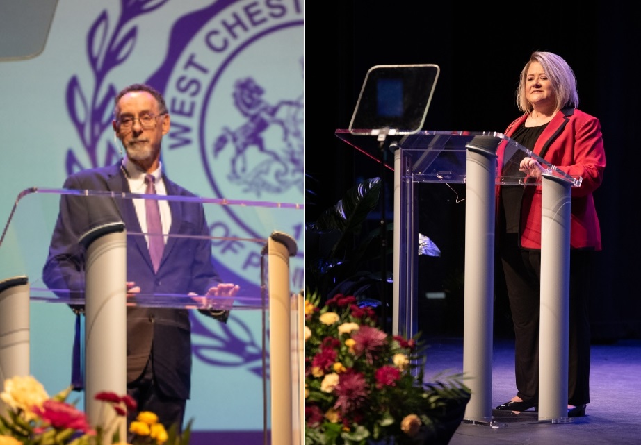 West Chester University President Chris Fiorentino and Executive Vice President and Provost Laurie Bernotsky